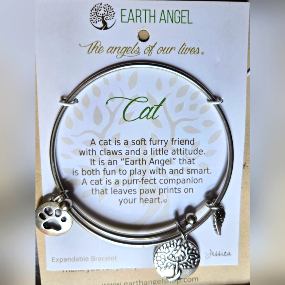 Earth Angel Silver Expandable Cat Bracelet